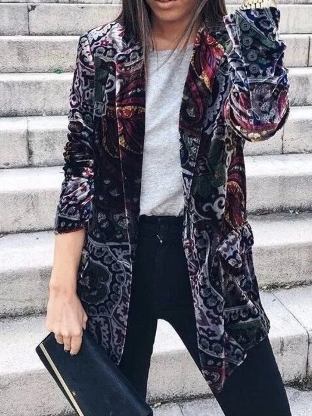 Zara Woman Paisley Velvet Blazer Jacket Small